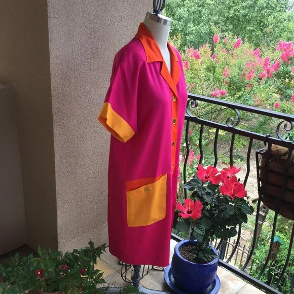 Vintage Tailored NR1 Color Block Shirtwaist Dress - Picture 11 of 15